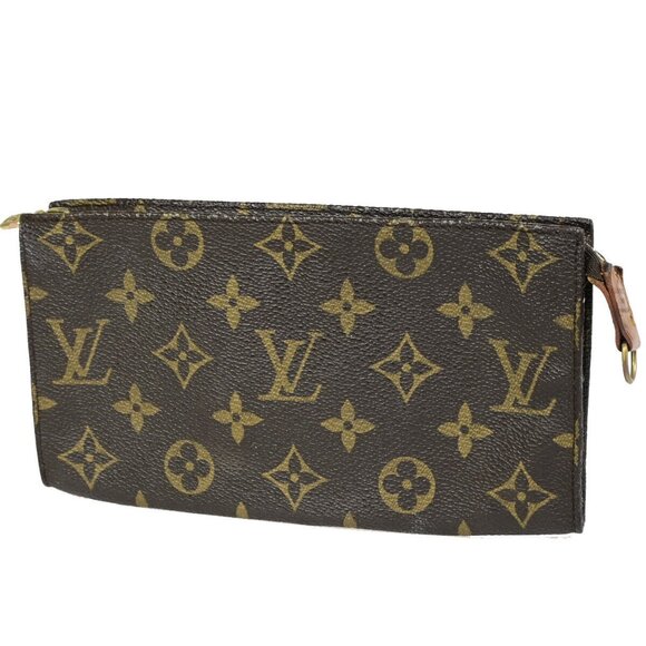 LOUIS VUITTON Logo BUCKET GM Pouch Bag Monogram Leather Brown U.S.A - Picture 1 of 16